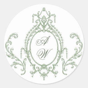 Adesivo Redondo Casamento Verde da Ornamentado Vitoriana Grace Flo
