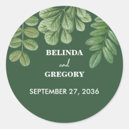 Adesivo Redondo Casamento Verde de Emerald Verde Moderno em Waterc