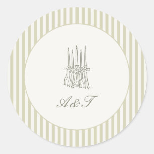 Adesivo Redondo Casamento Verde de Stripe Whimsical