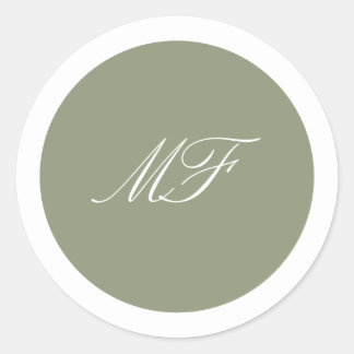 Adesivo Redondo Casamento verde do Monograma Clássico com Moldura 