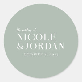 Adesivo Redondo Casamento Verde do Sábio Simples Moderno