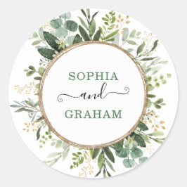 Adesivo Redondo Casamento Verde Dourado Verde Moderno