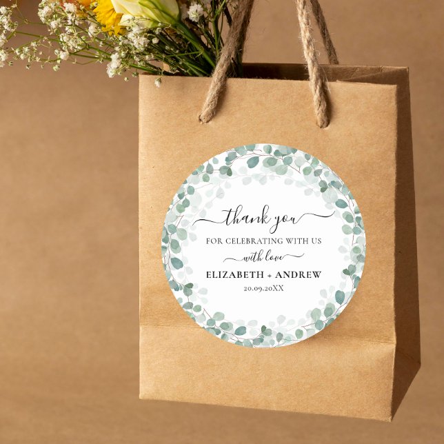 Adesivo Redondo Casamento Verde Eucalyptus Botanical Sage (Criador carregado)