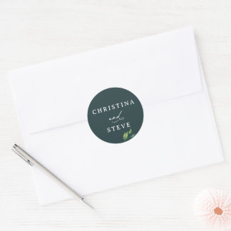 Adesivo Redondo Casamento Verde Minimalista e Chic