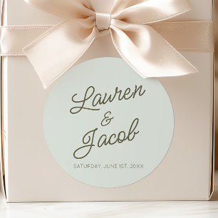 Adesivo Redondo Casamento Verde Minimalista Moderno