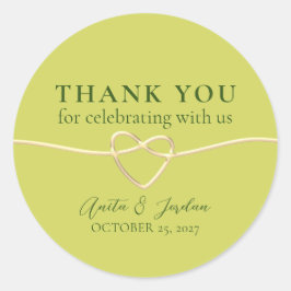 Adesivo Redondo Casamento Verde Moderno Obrigado