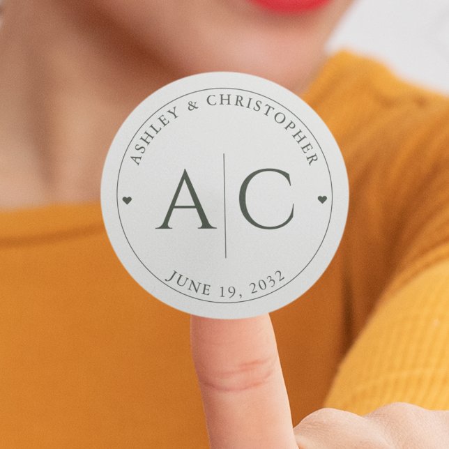 Adesivo Redondo Casamento Verde Moisés Moderno Elegante (Criador carregado)