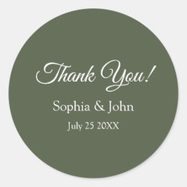 Adesivo Redondo Casamento Verde Oleícola Moderno Elegante Obrigado