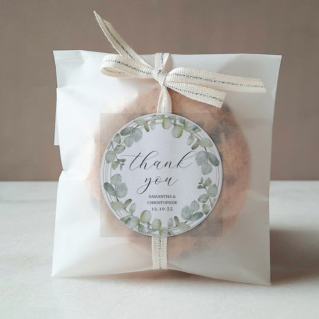 Adesivo Redondo Casamento Verde Russo Eucalyptus Obrigado A Favor (Criador carregado)