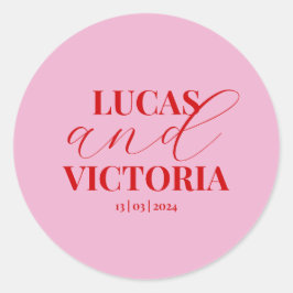 Adesivo Redondo Casamento vermelho-claro e ousado