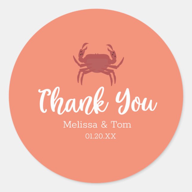 Adesivo Redondo Casamento Vermelho Da Manhã De Caranguejo Minimali (Frente)