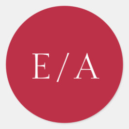 Adesivo Redondo Casamento Vermelho Moderno e Elegante Monograma Mí