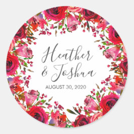 Adesivo Redondo Casamento Vermelho Rosa Ruby Bonito