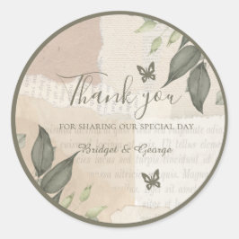 Adesivo Redondo casamento vintage boho chic greenery