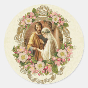 Adesivo Redondo Casamento vintage Elegante Tradicional Católico