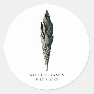 Adesivo Redondo Casamento vintage Moderno Sage Smudge