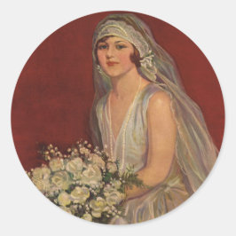 Adesivo Redondo Casamento vintage, Retrato de Noiva Vitoriana