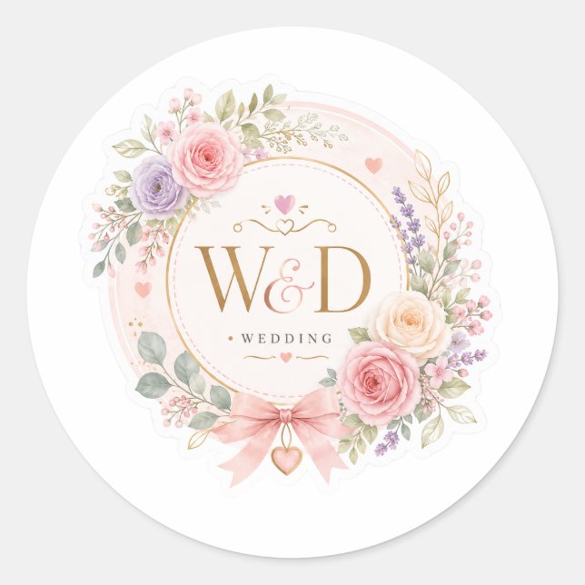 Adesivo Redondo Casamento W&D (Frente)