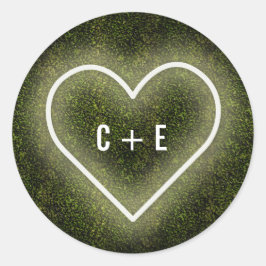 Adesivo Redondo Casamento White Neon Heart Boxwood