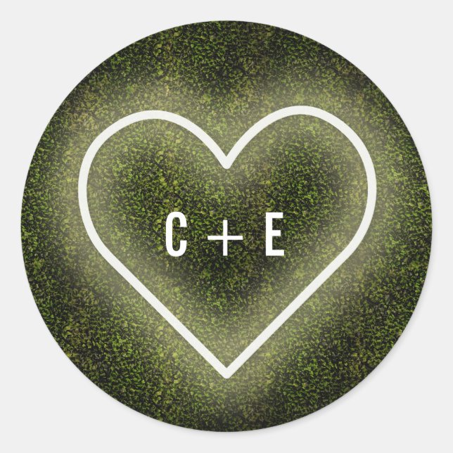 Adesivo Redondo Casamento White Neon Heart Boxwood (Frente)