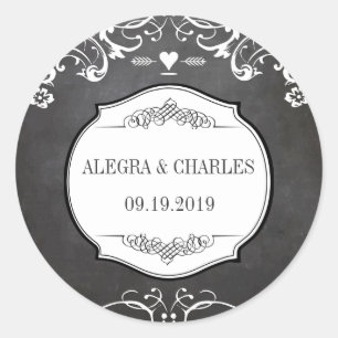 Adesivo Redondo Casamentos de Tipografia em Painéis Alcalços