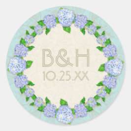 Adesivo Redondo Casamentos Formais Elegantes Formais Azul Hydrange