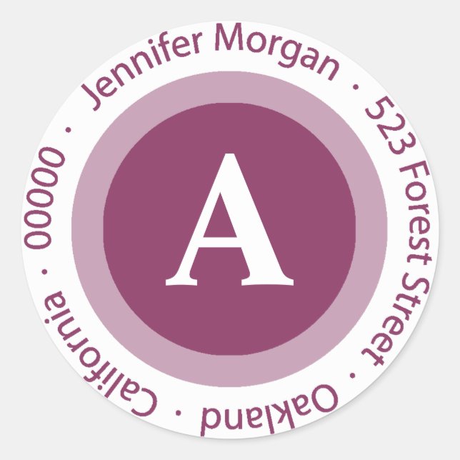 Adesivo Redondo Casamentos Monograma Endereço de Devolução Boysenb (Frente)