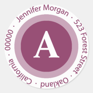 Adesivo Redondo Casamentos Monograma Endereço de Devolução Boysenb