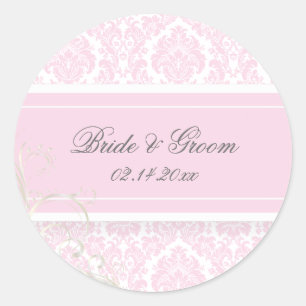 Adesivo Redondo casamentos tema damasco PixDezines