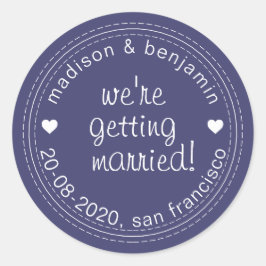 Adesivo Redondo Casando-se Salve a data Blue Envelope Seal