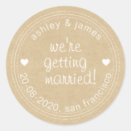 Adesivo Redondo Casando-se Salve a data Kraft Envelope Seal