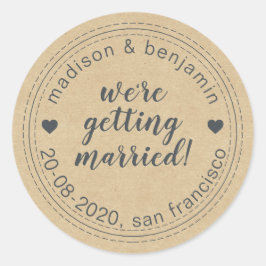 Adesivo Redondo Casando-se Salve a data Kraft Envelope Seal