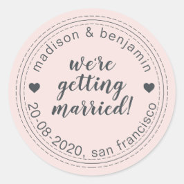 Adesivo Redondo Casando-se Salve a Data Pink do Pastel