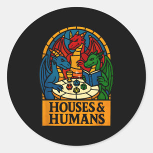 Adesivo Redondo Casas E Humanos Divertido Rpg Gamer Nerdy Homens M