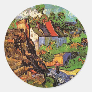 Adesivo Redondo Casas em Auvers, Vincent van Gogh. Aldeia