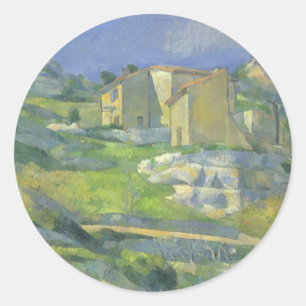Adesivo Redondo Casas em Provence por Paul Cezanne, arte do