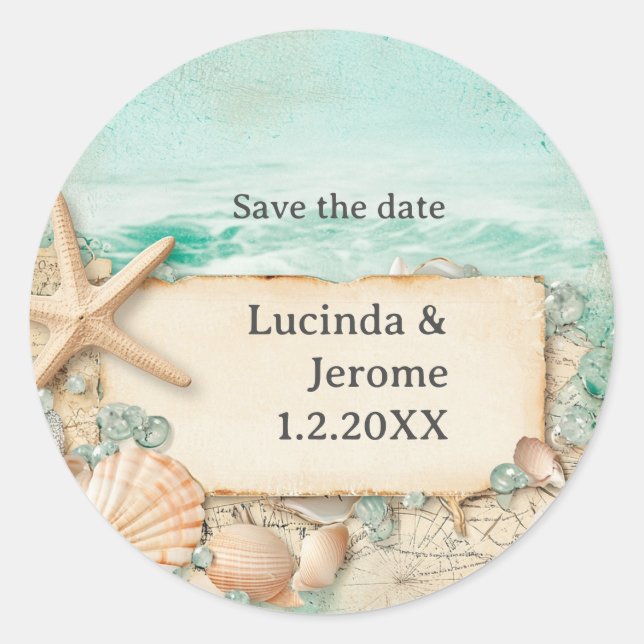 Adesivo Redondo Cascas de praia 2 (Frente)