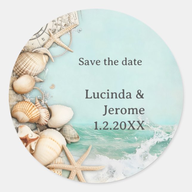 Adesivo Redondo Cascas de praia 3 (Frente)