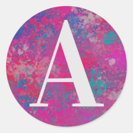 Adesivo Redondo Cascata de vermelho colorido, rosa e azul