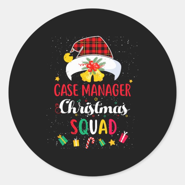 Adesivo Redondo Case Manager Christmas Squad Santa Hat Matching Pr (Frente)