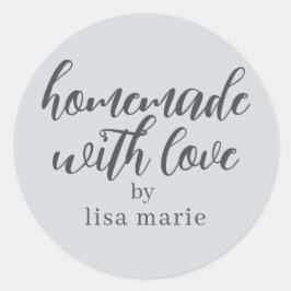 Adesivo Redondo Caseiro com Amor Presente Personalizado Azul Paste