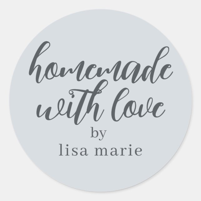 Adesivo Redondo Caseiro com Amor Presente Personalizado Azul Paste (Frente)