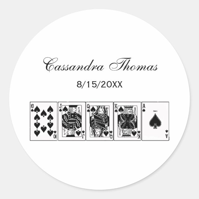 Adesivo Redondo Casino Night Poker Royal Hetero Flush Spades (Frente)