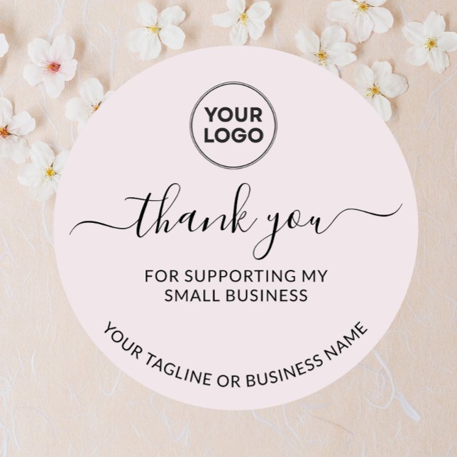 Adesivo Redondo Castanho claro Obrigado Pequeno Logotipo Redondo (Criador carregado)