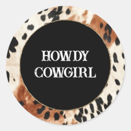 Adesivo Redondo Castanho-Creme-Animal Cowhide