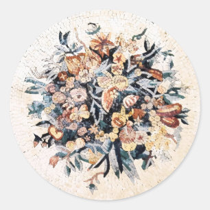 Adesivo Redondo Castanho-da-mosaico flaoral italiano-antigo romano