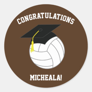 Adesivo Redondo Castanho de Graduação de Voleibol