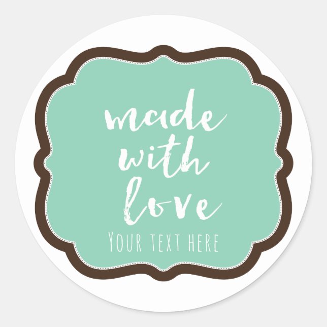 Adesivo Redondo Castanho De Mint E Chocolate Feito Com Favor De Pa (Frente)