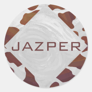 Adesivo Redondo Castanho-Vaca e Monograma Branco