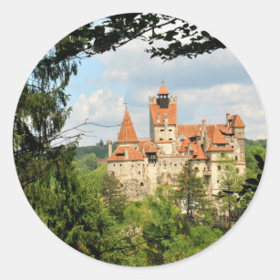 Adesivo Redondo Castelo de Dracula na Transilvânia, Romania